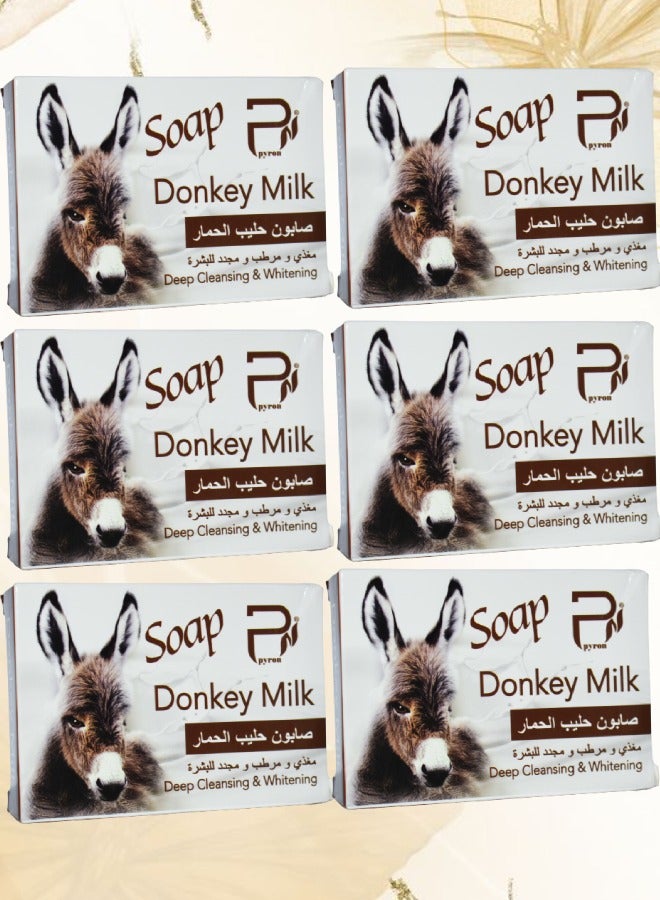 بيرون 6 قطع صابون حليب الحمار للتنظيف العميق والتبييض - Image 1