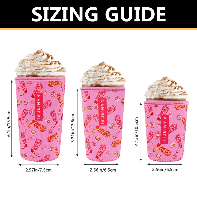 Amintiri 3 Pack Reusable Sleeve For Iced Coffee Cup  Coffee Neoprene Sleeve For Iced&Hot Drinks  Coffee Sleeve Compatible With Starbucks  Dunkin Coffee Cup. (Cowgirl) - Image 3