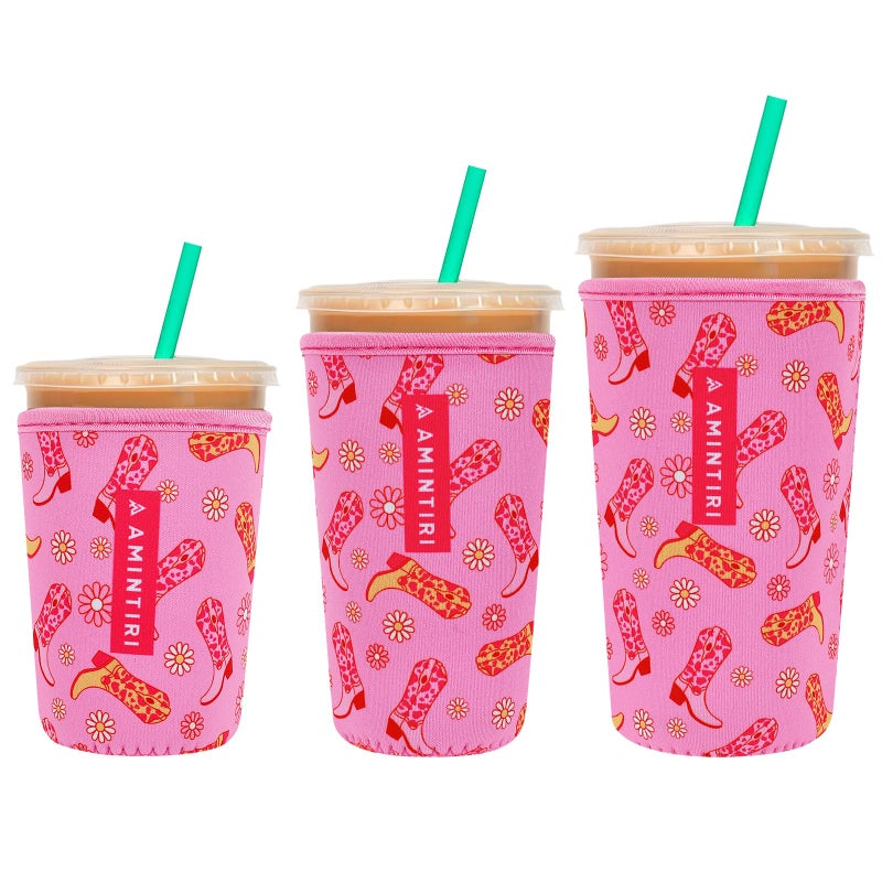 Amintiri 3 Pack Reusable Sleeve For Iced Coffee Cup  Coffee Neoprene Sleeve For Iced&Hot Drinks  Coffee Sleeve Compatible With Starbucks  Dunkin Coffee Cup. (Cowgirl) - Image 1