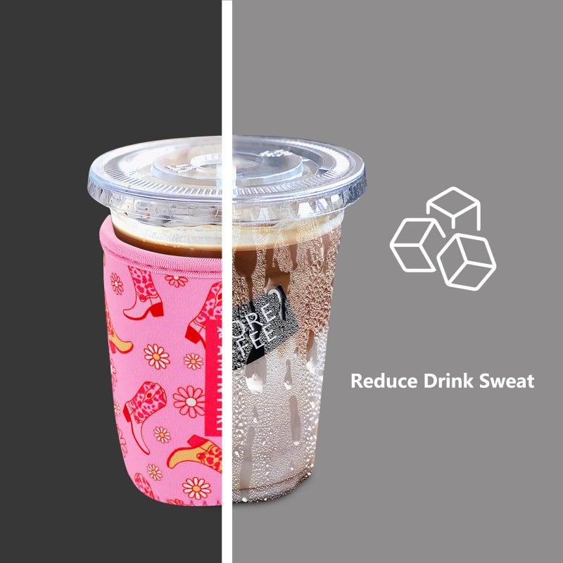 Amintiri 3 Pack Reusable Sleeve For Iced Coffee Cup  Coffee Neoprene Sleeve For Iced&Hot Drinks  Coffee Sleeve Compatible With Starbucks  Dunkin Coffee Cup. (Cowgirl) - Image 2
