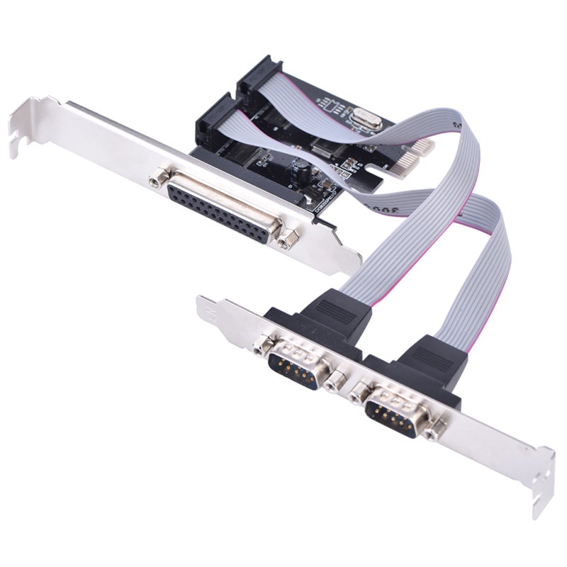 ماكسيم بطاقة منفذ PCI-E إلى RS232 تسلسلي بمنفذي DB9 ومنفذ DB25 واحد LPT بطاقة PCI إلى منفذ LPT متوازي - PCI Express x1 بسرعة 2.5 جيجابت في الثانية لأنظمة DOS وويندوز ولينكس - Image 2