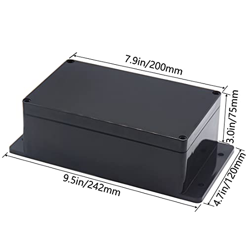 Zulkit Junction Box ABS Plastic Dustproof Waterproof IP65 Universal Electrical Boxes Project Enclosure with Fixed Ear Black 7.87 x 4.72 x 2.95 Inch (200 x 120 x 75 mm)(Pack of 2) - Image 2