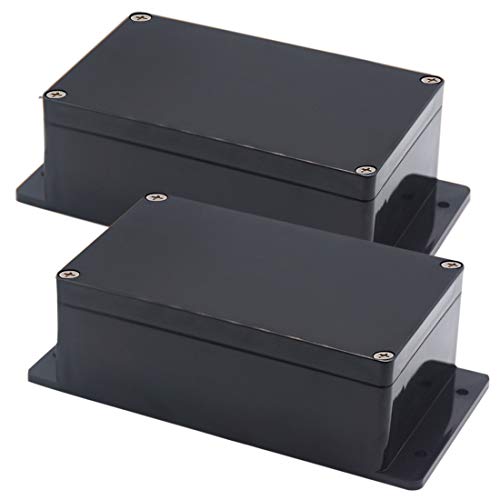 Zulkit Junction Box ABS Plastic Dustproof Waterproof IP65 Universal Electrical Boxes Project Enclosure with Fixed Ear Black 7.87 x 4.72 x 2.95 Inch (200 x 120 x 75 mm)(Pack of 2) - Image 1