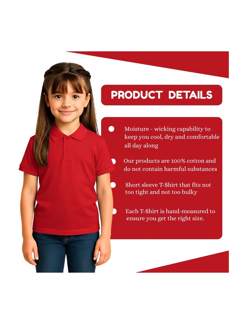 PRINTSHOP4ME Girls Kids Polo T-Shirt 230 GSM Pure Cotton Basic Colors - Image 3