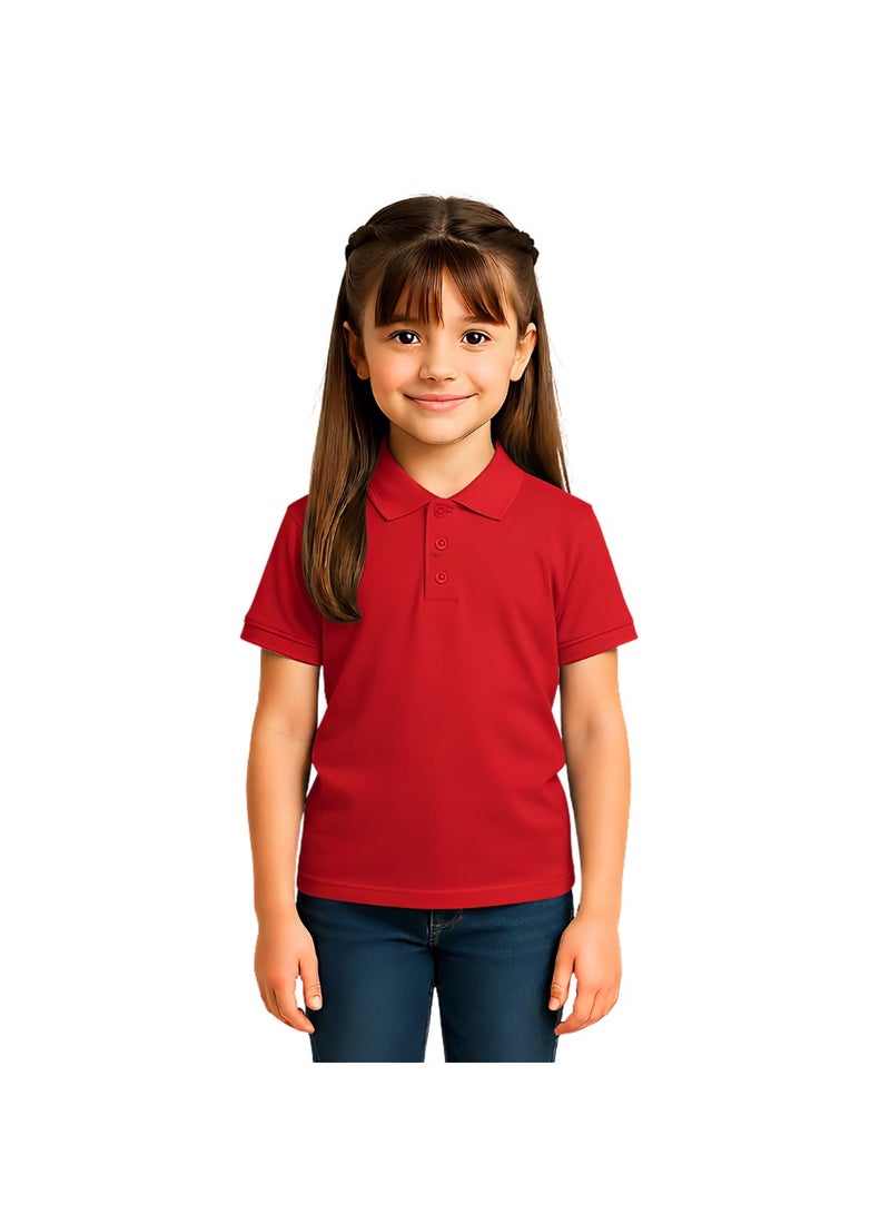 PRINTSHOP4ME Girls Kids Polo T-Shirt 230 GSM Pure Cotton Basic Colors - Image 1