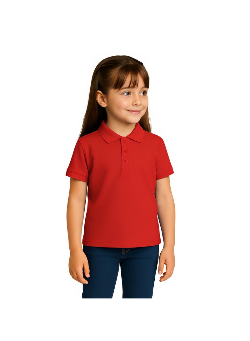 PRINTSHOP4ME Girls Kids Polo T-Shirt 230 GSM Pure Cotton Basic Colors - Image 2
