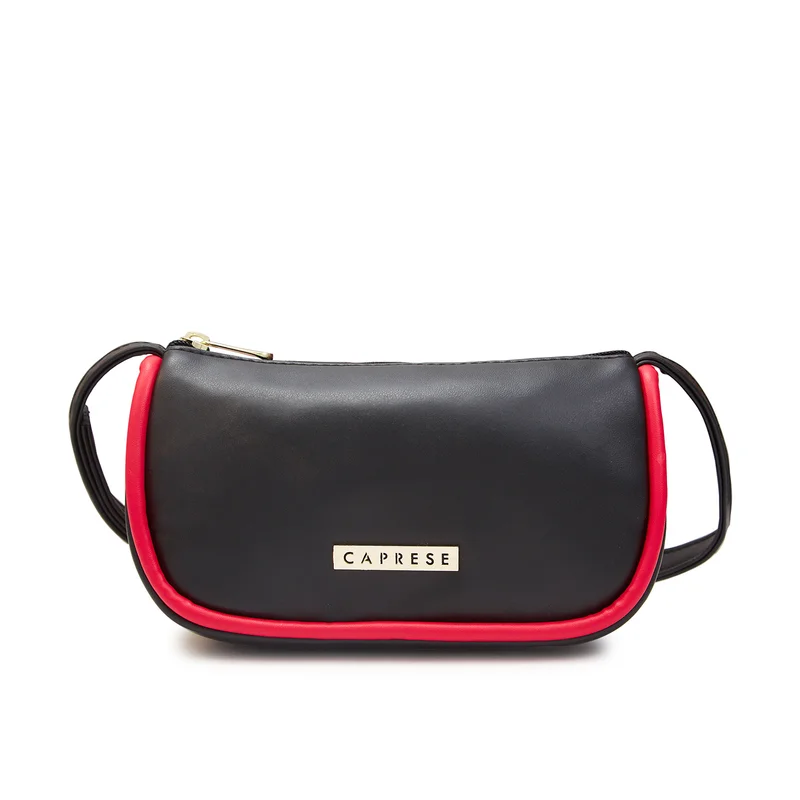 CAPRESE GRACIE SOLID BLACK FAUX LEATHER MEDIUM BAGUETTE HANDBAG