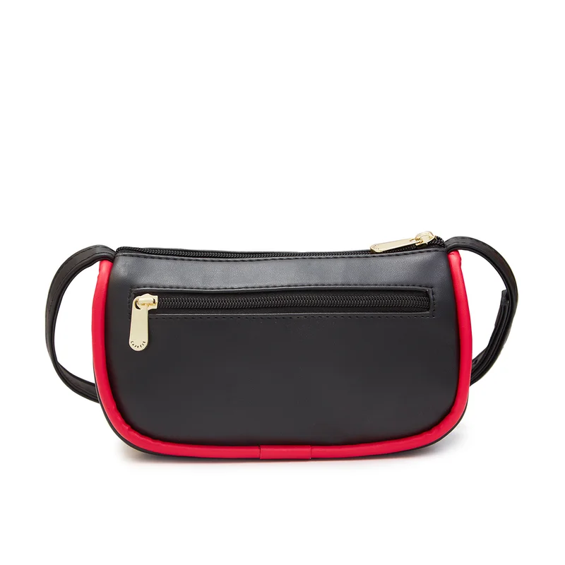 CAPRESE GRACIE SOLID BLACK FAUX LEATHER MEDIUM BAGUETTE HANDBAG