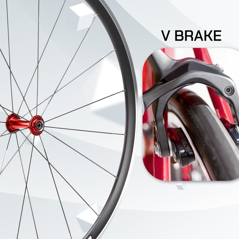 BUCKLOS Road Bike Wheelset 700c, Aluminum Alloy QR Wheels V Brake Clincher, Double Wall Flat Spokes Bicycle Wheel Set, Rear 7-11 Speed Wheelsets Hub 30mm Rims Bike Accessories - Image 4