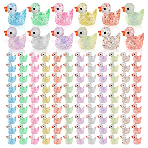 Fuyamp 120 Pcs Fuyamp Mini Resin Ducks Cute Colorful Miniature Duck Figures for DIY Projects Aquarium Home Decor Birthday Wedding Christmas - Image 1