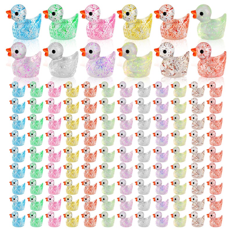 Fuyamp 120 Pcs Fuyamp Mini Resin Ducks Cute Colorful Miniature Duck Figures for DIY Projects Aquarium Home Decor Birthday Wedding Christmas - Image 2