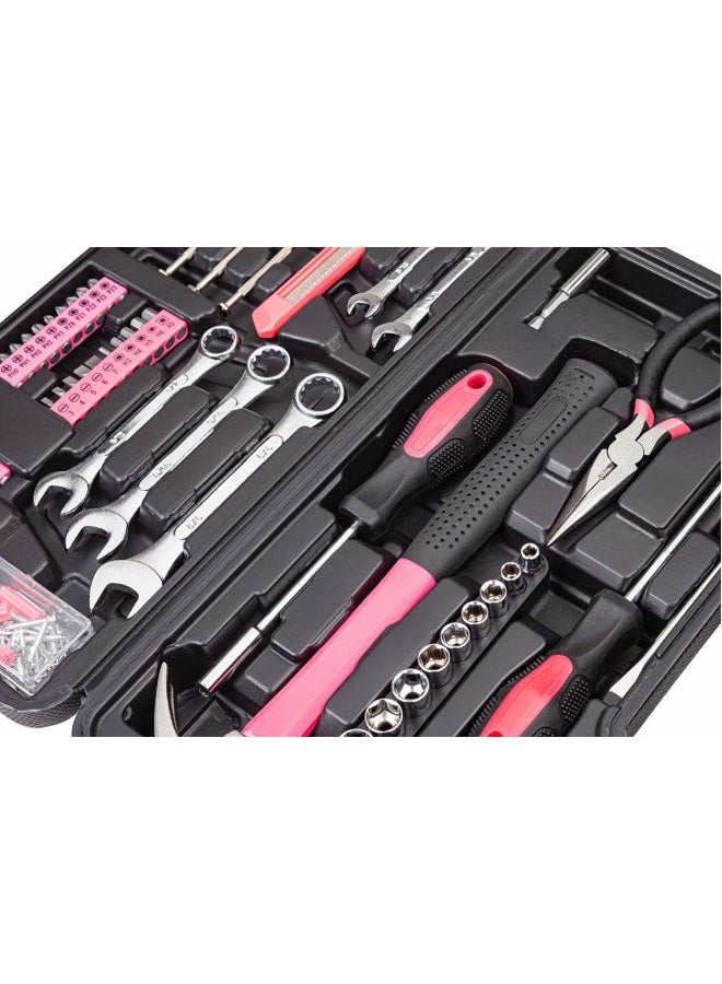 CARTMAN 148Piece Tool Set General Household Hand Tool Kit with Plastic Toolbox Storage Case Pink - Image 3