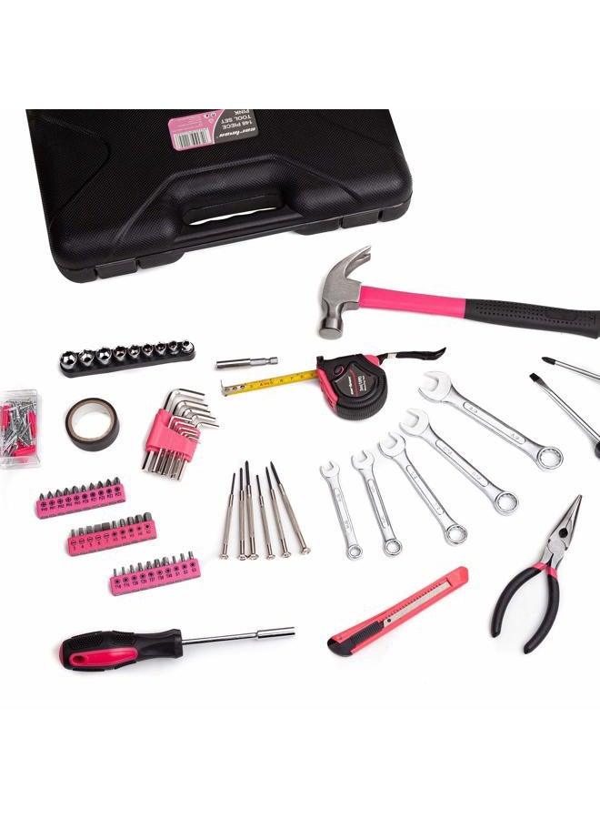 CARTMAN 148Piece Tool Set General Household Hand Tool Kit with Plastic Toolbox Storage Case Pink - Image 4