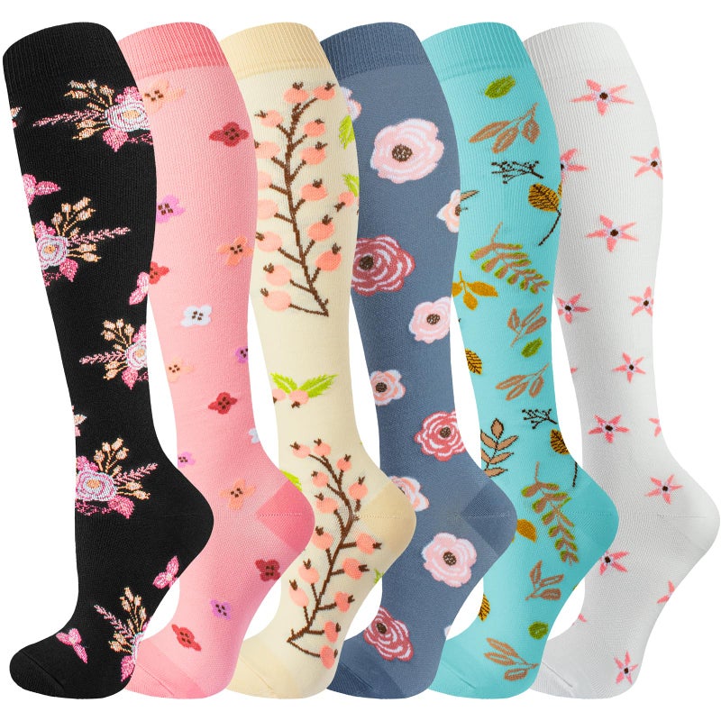 cerpite Compression Socks for Women & Men 6 Pairs Knee High Compression Socks 20-30 mmhg Best for Running,Nurse,Travel - Image 1