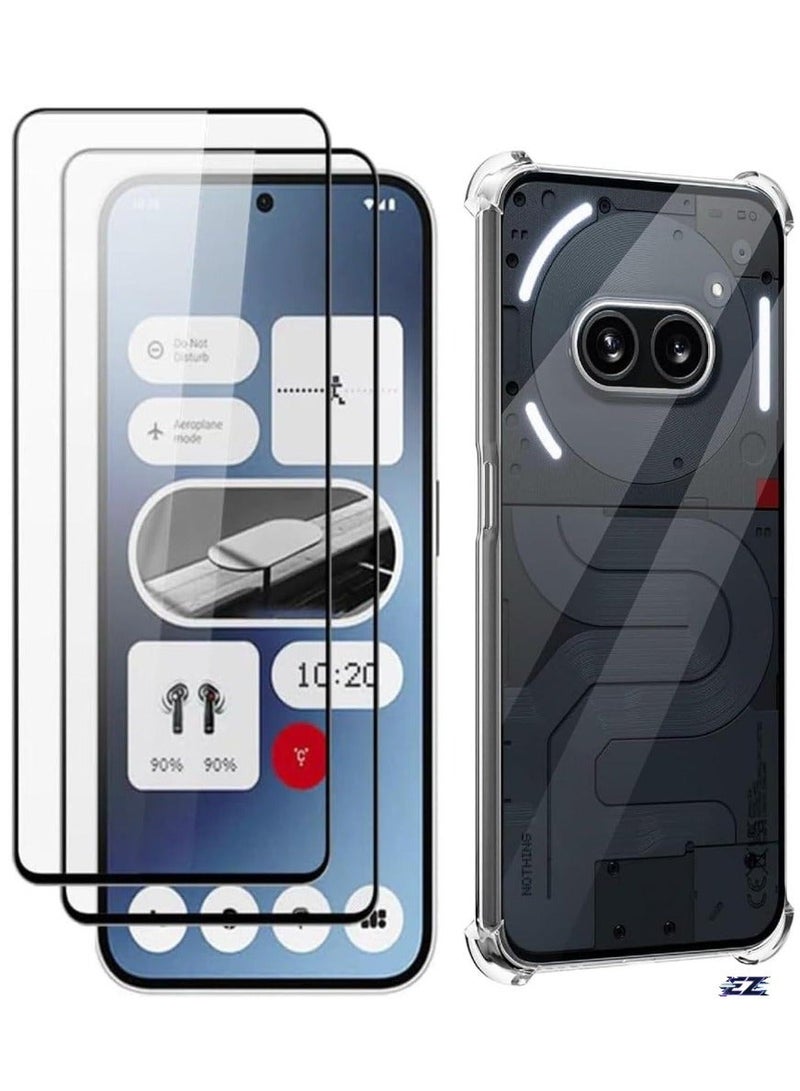 MUNTAQI Compatible Case for Nothing Phone 2A 5G – Soft TPU Silicone Cover with Tempered Glass Screen Protector [2 Pack] – Shockproof Crystal Clear Transparent Protection for Nothing Phone 2A 5G - Image 1