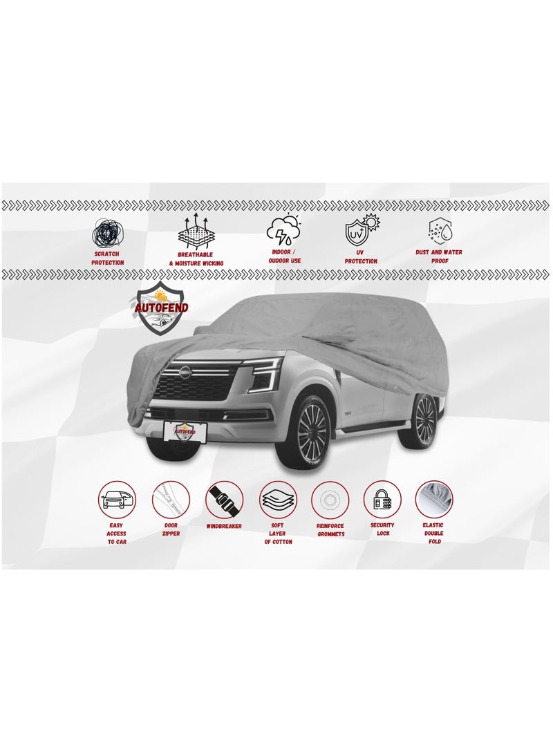 Zipporah All Weather Premium Lightweight 6-Layers Protective Car Cover 210T Compatible for 2018-2025 Nissan Patrol with Left Driver Side Door Zipper, Security Lock and Mirror Pockets - Image 4