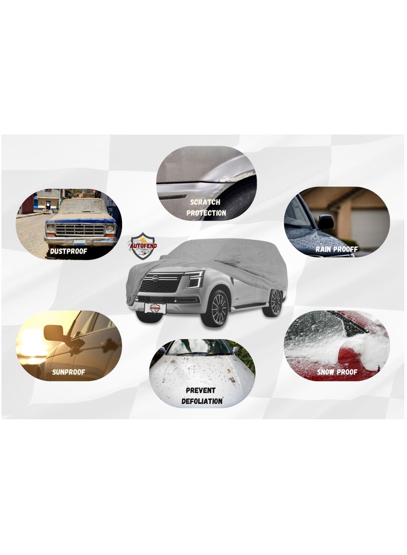 Zipporah All Weather Premium Lightweight 6-Layers Protective Car Cover 210T Compatible for 2018-2025 Nissan Patrol with Left Driver Side Door Zipper, Security Lock and Mirror Pockets - Image 5