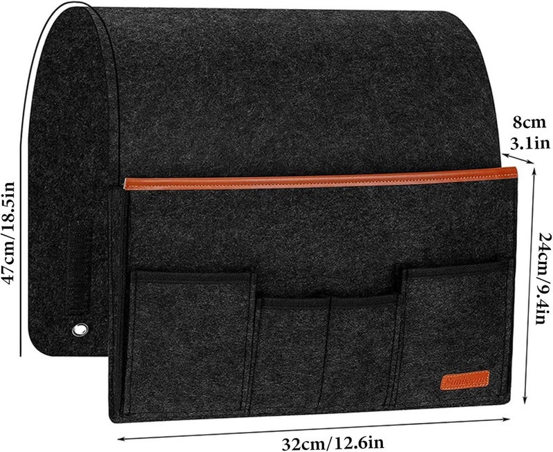 Sofa Armrest Storage Bag with 5 Pockets, Non-Slip Recliner Remote Organizer—Holds TV Remotes, Phones, Magazines—Black - Image 3