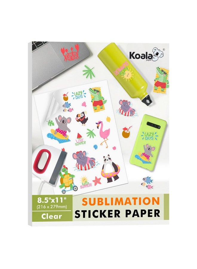 KOALA PAPER Koala Sublimation Sticker Paper 100% Transparent Waterproof Vinyl 8.5X11 Inch 25 Sheets, Quick Dry Vivid Colors Holds Ink Well - Image 1
