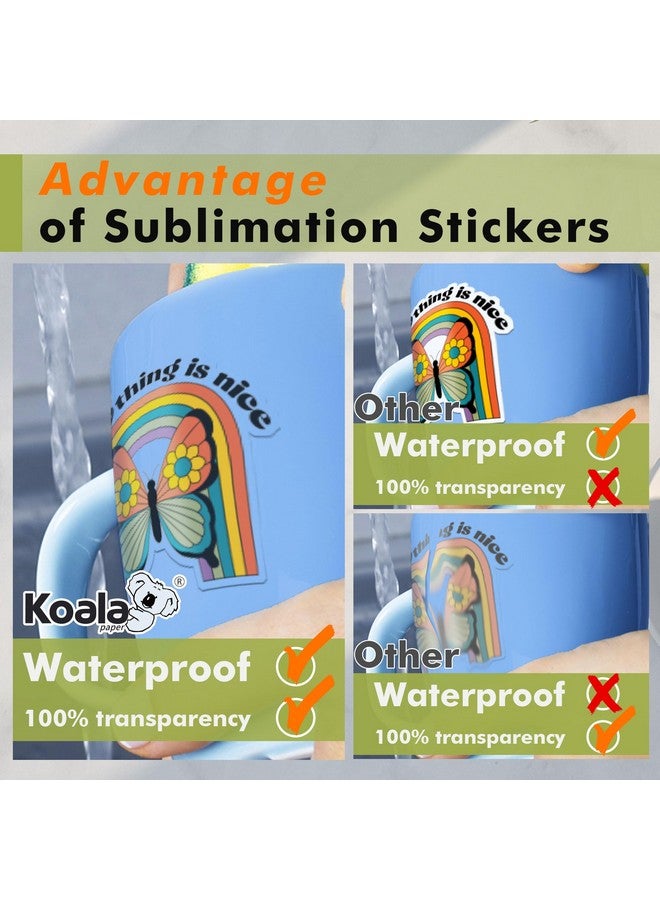 KOALA PAPER Koala Sublimation Sticker Paper 100% Transparent Waterproof Vinyl 8.5X11 Inch 25 Sheets, Quick Dry Vivid Colors Holds Ink Well - Image 3