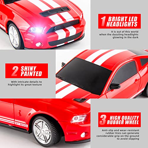 BDTCTK سيارة نموذجية عن بعد BDTCTK 1/24 فورد موستانج شيلبي GT500، ألعاب للأطفال من 6 سنوات فما فوق والبالغين باللون الأحمر - Image 2