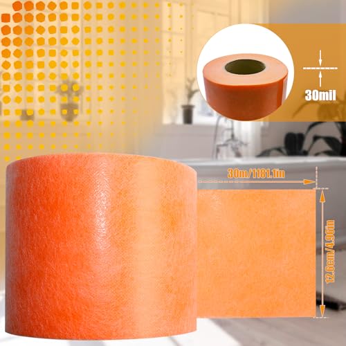 UCANVIN Waterproofing Membrane Band Roll, 30Mils Thick, 5Inch X 98.5Ft Tile Floor Underlayment Waterproofing Polyethylene Fabric Waterproof Membrane for Tiles, Shower Walls, Bathroom Floors - Image 5