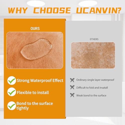 UCANVIN Waterproofing Membrane Band Roll, 30Mils Thick, 5Inch X 98.5Ft Tile Floor Underlayment Waterproofing Polyethylene Fabric Waterproof Membrane for Tiles, Shower Walls, Bathroom Floors - Image 3