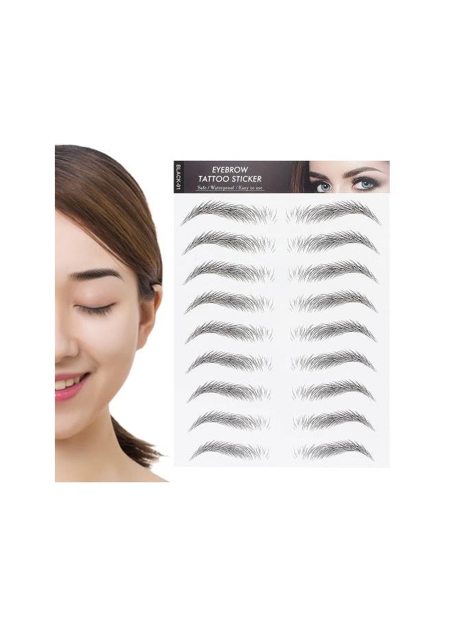 Generic - Eyebrow Tattoo Sticker, Hair-Like Authentic Eyebrows, Long Lasting Waterproof Natural False Eyebrows Makeup Sticker for Women Girls(BLACK-01) - Image 1