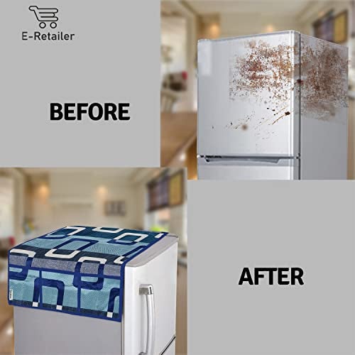 E-Retailer® Exclusive 3-Layered Polyester Combo Set of Appliances Cover (1 Pc. of Fridge Top Cover, 1 Pc Handle Cover and 1 Pc. of Microwave Oven Top Cover) (Color-Blue Geometric, Set Contains-3 Pcs) - Image 3