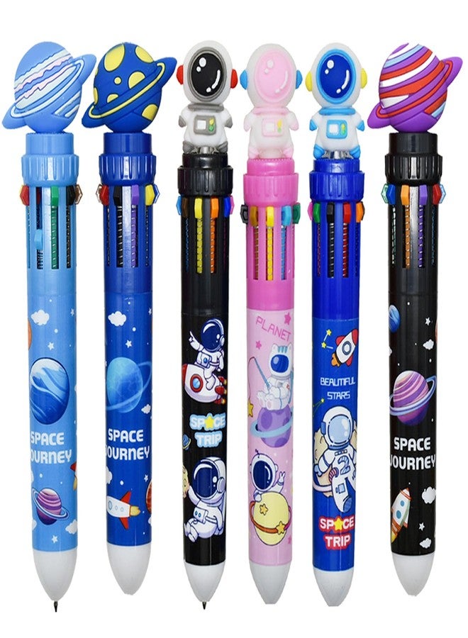 Maydahui 10 Pcs 10-in-1 Outer Space Multicolor Pens 10 Colors Shuttle Retractable Ballpoint Pen Cute Planet Spaceman Astronaut Pens for Students Teachers Office Supplies - Image 1