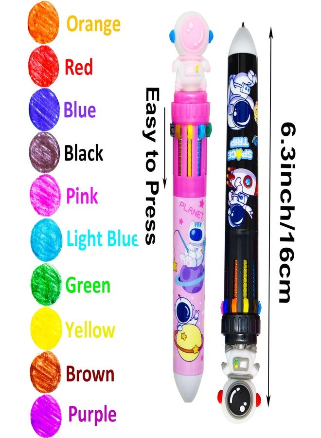 Maydahui 10 Pcs 10-in-1 Outer Space Multicolor Pens 10 Colors Shuttle Retractable Ballpoint Pen Cute Planet Spaceman Astronaut Pens for Students Teachers Office Supplies - Image 3