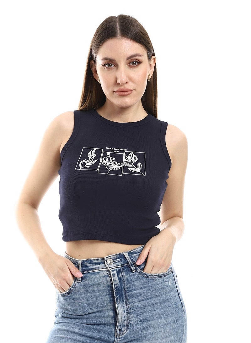 REDCOTTON Red Cotton,Women's Cotton Crop Top, Comfortable & Stylish-NAVY  - Image 1