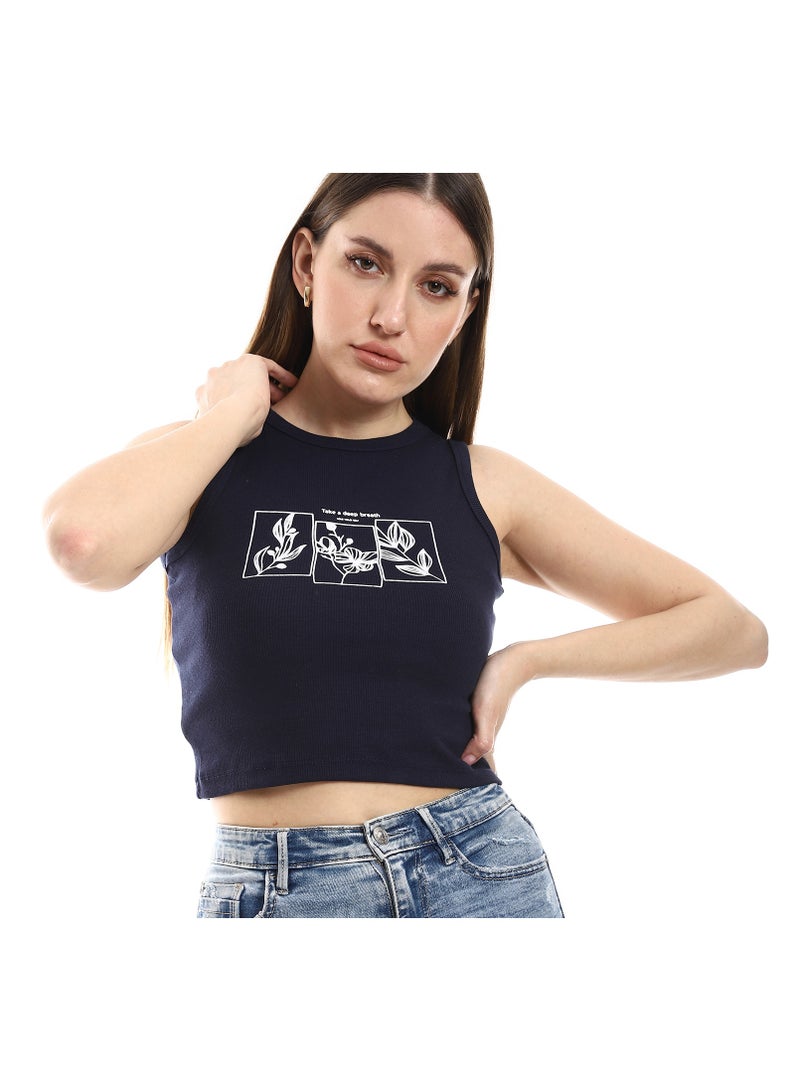 REDCOTTON Red Cotton,Women's Cotton Crop Top, Comfortable & Stylish-NAVY  - Image 3