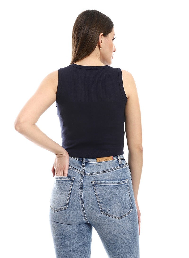 REDCOTTON Red Cotton,Women's Cotton Crop Top, Comfortable & Stylish-NAVY  - Image 4