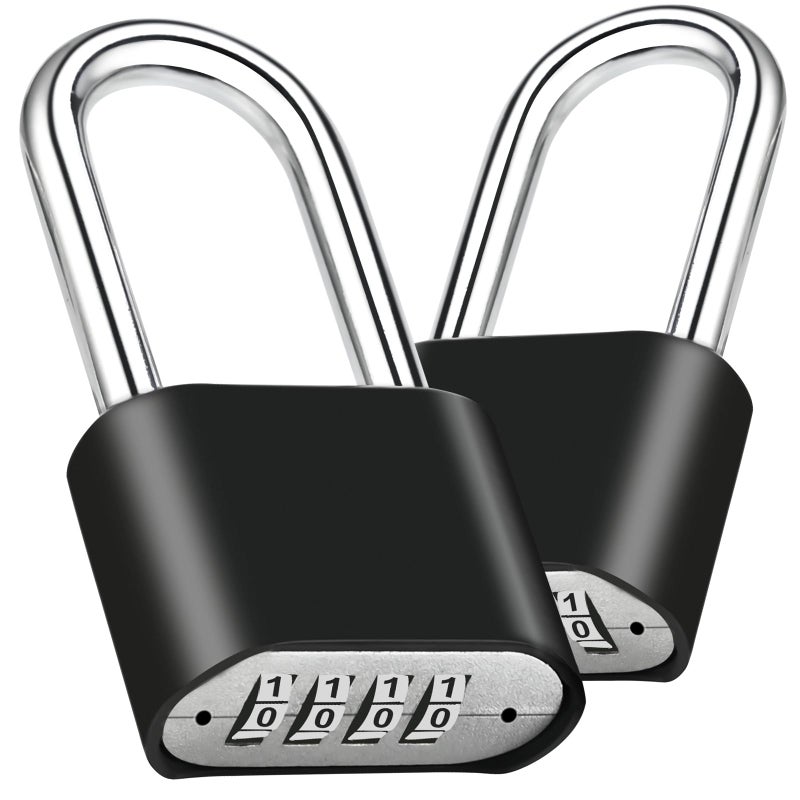 Faburo 2pcs Combination Lock 4Digit Heavy Duty Combo Lock Combination Padlock Outdoor Waterproof Gate Locks for Outdoor Fence Locker Sheds Gym Gate Hasps 2pcs Long Shackle