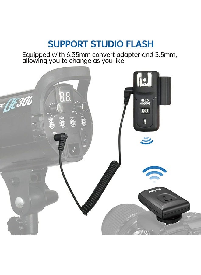 Godox Godox CT-16 Wireless Radio Flash Trigger Receiver Kit,Fit Compatible for Canon Nikon Pentax DSLR Camera Studio 3-in-1 Flash Transmitter and Receiver  - Image 5