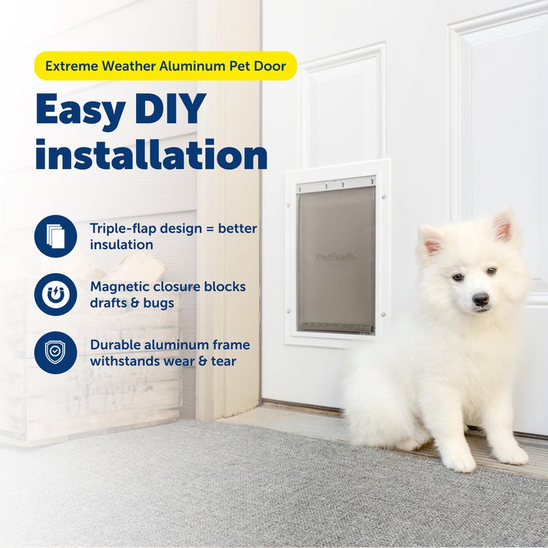 PetSafe Extreme Weather Aluminum Pet Door - Energy-Saving Thermal Barrier Pet Flap with Slide-in Door Locking & Secure Flap Cover - for Dogs Up to 40 lb - Medium - Image 2