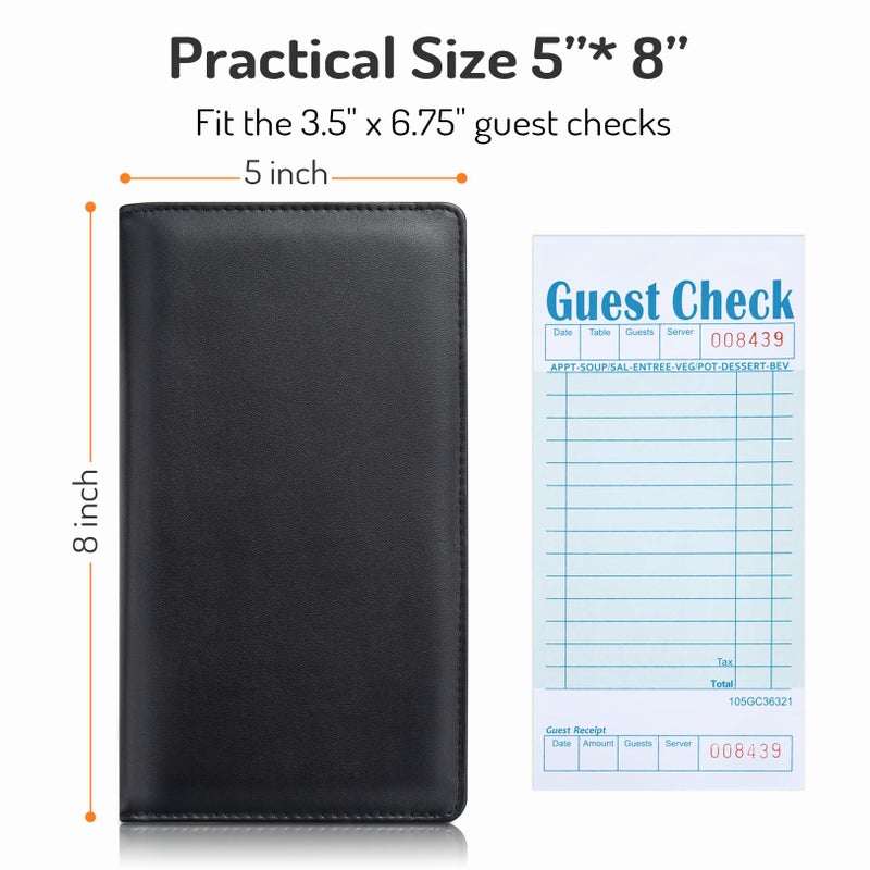 Forvencer Cute Server Book with 2 Zipper Pockets, Server Books for Waitress Cute, Waiter Book, Sturdy Waitress Book with Coins Zipper Pockets, Servers Book Waitress Accessories Fit Server Apron, Lavender - Image 5