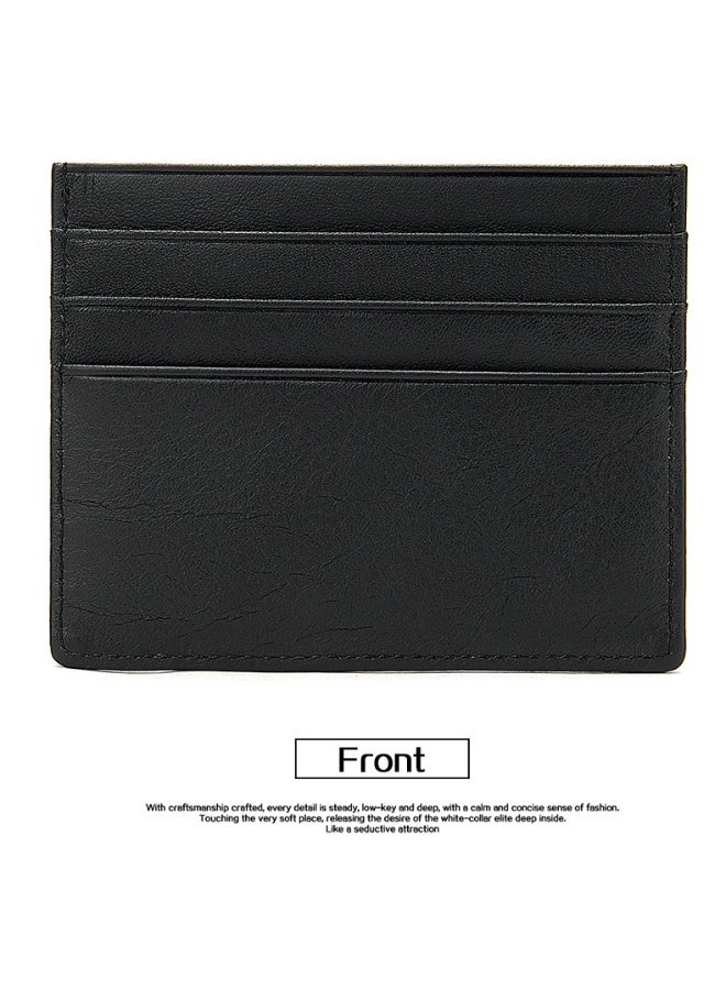 Portable Business Men's Genuine Leather Anti - RFID Ultra - thin Multi - card Slot Short Wallet Black  - Image 5