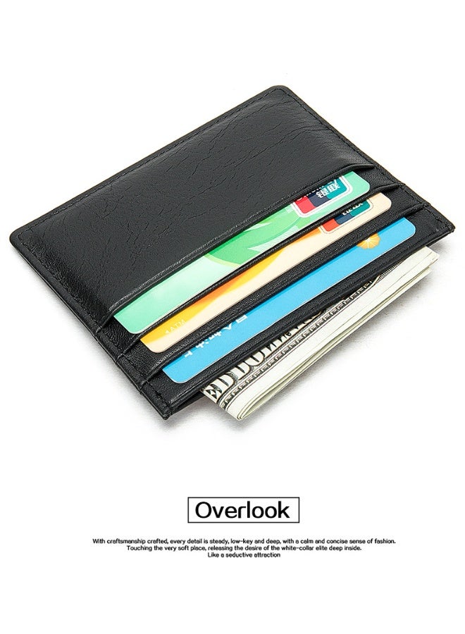 Portable Business Men's Genuine Leather Anti - RFID Ultra - thin Multi - card Slot Short Wallet Black  - Image 4