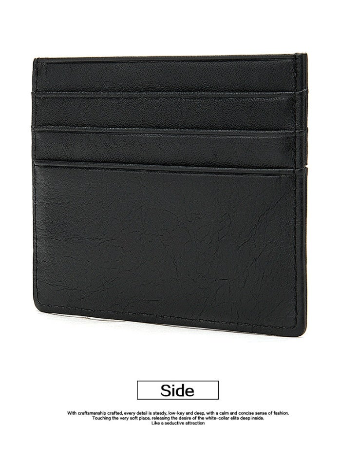 Portable Business Men's Genuine Leather Anti - RFID Ultra - thin Multi - card Slot Short Wallet Black  - Image 3