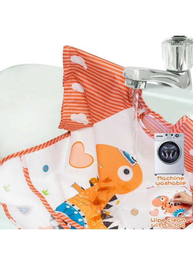 R HORSE - 5Pcs Short Sleeved Bib For Baby Toddlers Waterproof Sleeved Bib With Crumb Capacity Pocket Animals Baby Bib Infants Feeding Bib With Deer Flamingo Lion Pattern For Baby Shower Age 036 Months - Image 1