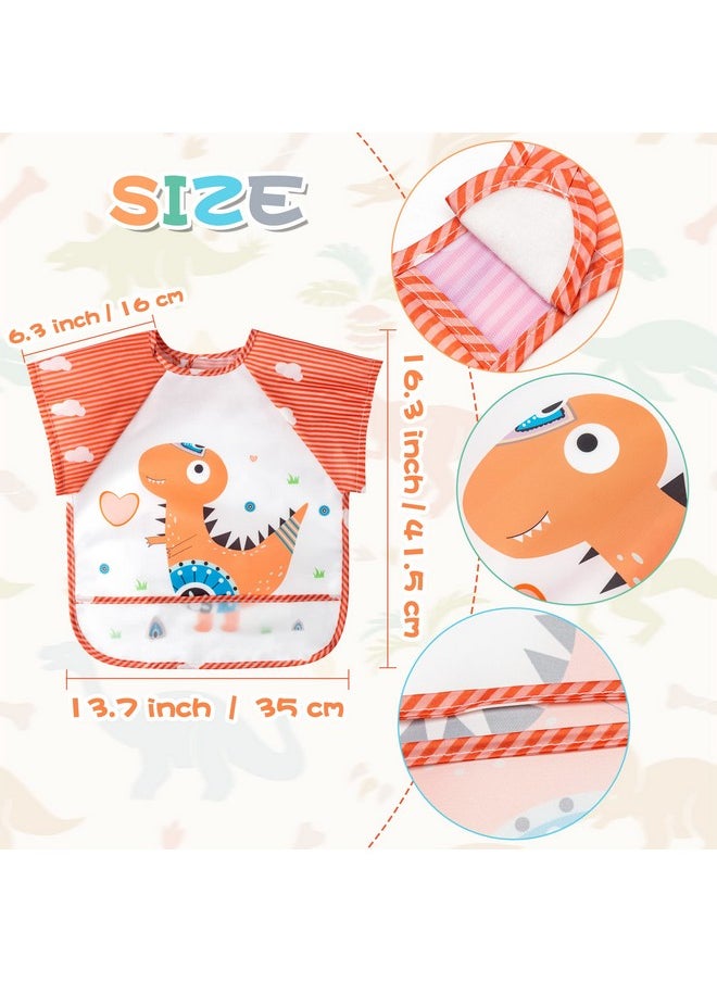 R HORSE - 5Pcs Short Sleeved Bib For Baby Toddlers Waterproof Sleeved Bib With Crumb Capacity Pocket Animals Baby Bib Infants Feeding Bib With Deer Flamingo Lion Pattern For Baby Shower Age 036 Months - Image 1