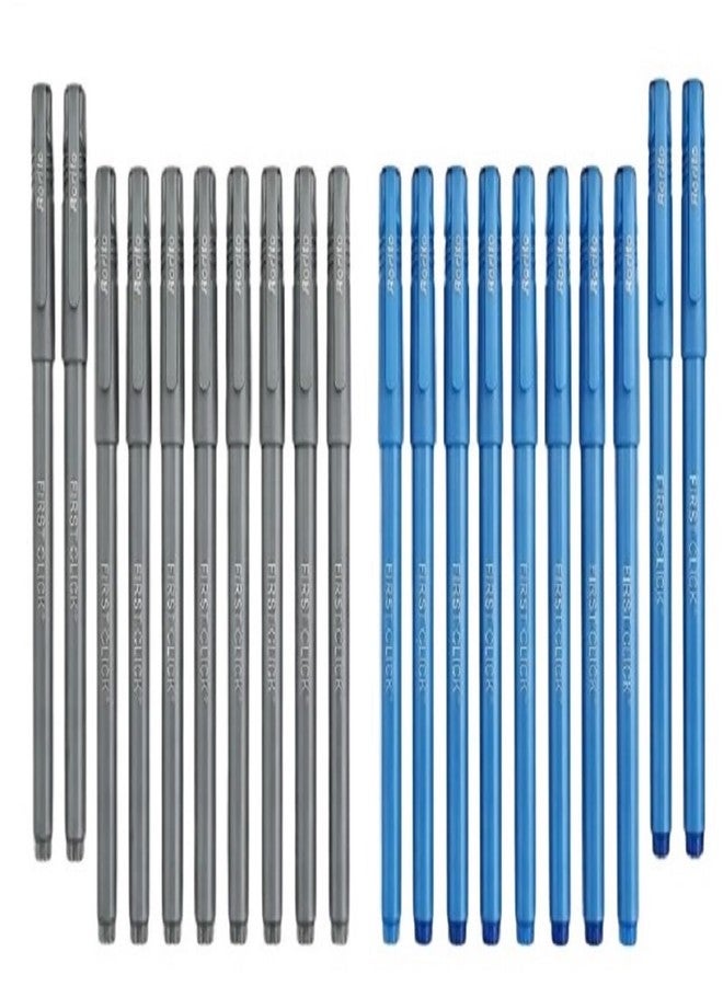 FIRST CLICK Rorito's Fiberpoint Fibre Tip Blue 10 Black 10 Gel Pens, Set of 20 Pens, Waterproof Ink Fiber Point Exam pen. - Image 1