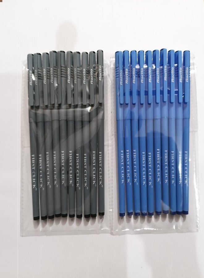 FIRST CLICK Rorito's Fiberpoint Fibre Tip Blue 10 Black 10 Gel Pens, Set of 20 Pens, Waterproof Ink Fiber Point Exam pen. - Image 2