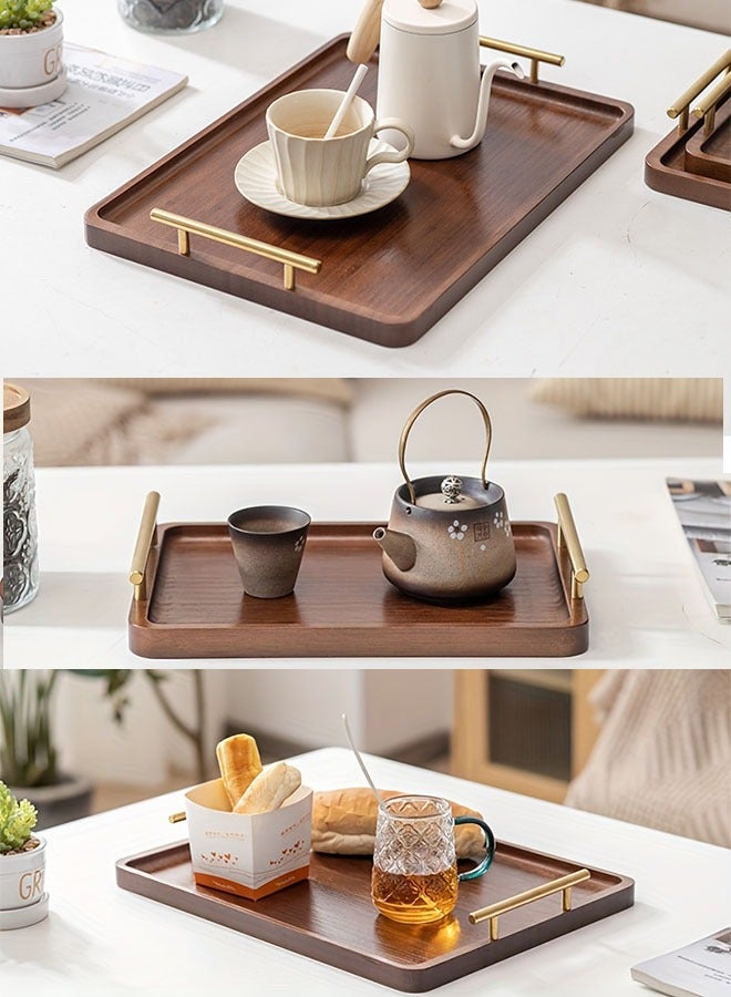 36*25CM Rectangular Serving Tray, bamboo Serving Tray With Handle Brown,Breakfast Bed Tray, Decorative Serving Tray for Coffee Table, Tea, appetizers, barbecues, parties  - Image 3