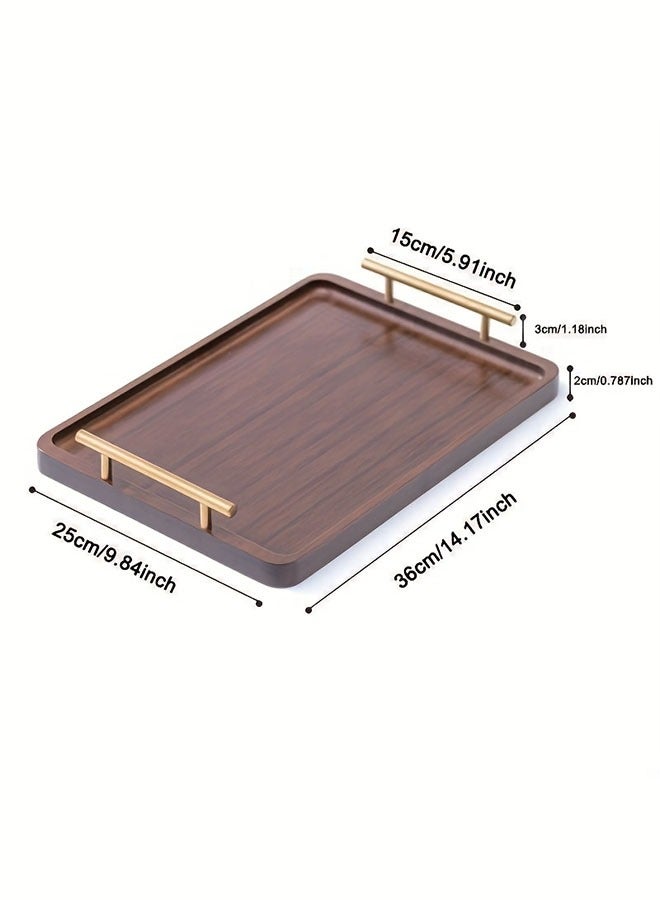 36*25CM Rectangular Serving Tray, bamboo Serving Tray With Handle Brown,Breakfast Bed Tray, Decorative Serving Tray for Coffee Table, Tea, appetizers, barbecues, parties  - Image 5