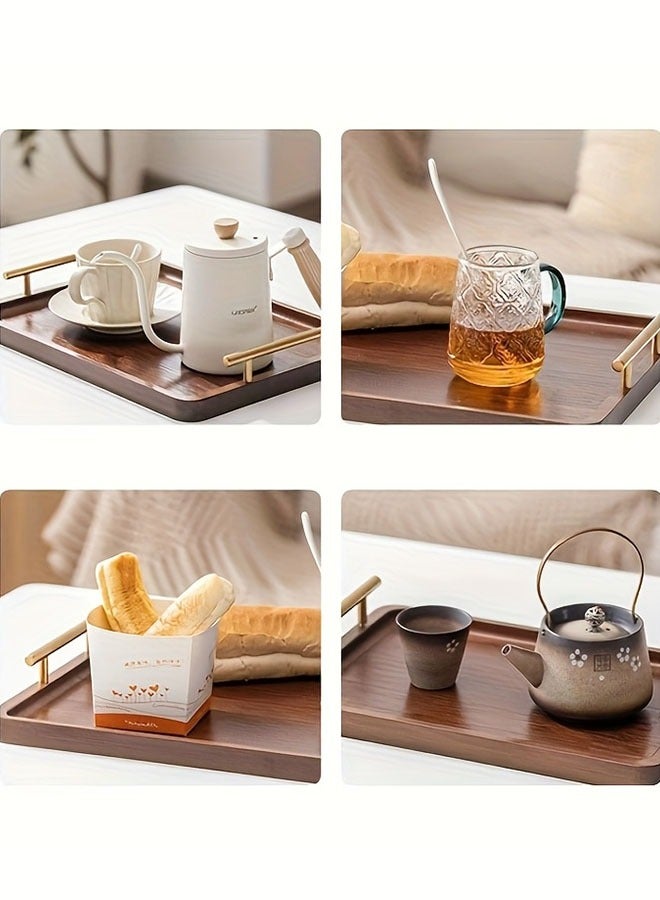 36*25CM Rectangular Serving Tray, bamboo Serving Tray With Handle Brown,Breakfast Bed Tray, Decorative Serving Tray for Coffee Table, Tea, appetizers, barbecues, parties  - Image 4
