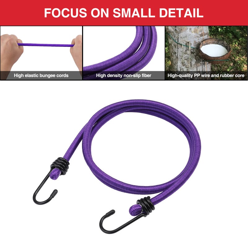 WORKPRO Bungee Cords Heavy Duty Outdoor - 22 PCS Bungee Cords with Hooks in a Storage Jar Includes 10", 18", 24", 30", 36", 48" Bungie Cord Bundle Assortment with Metal Hook - Image 4