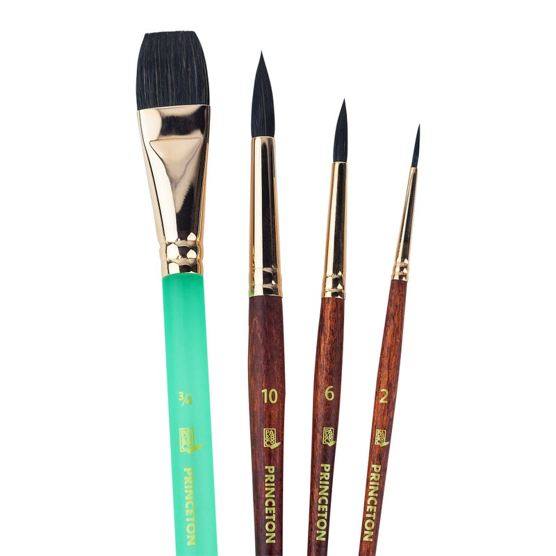 Princeton Neptune Watercolor Brushes 4750 Series - 4pc Soft Synthetic Squirrel Watercolor Brush Set - Aquarelle 3/4 inch - Round 2, 6 and 10 - Artist Paint Brushes - Paint Brush Set - Image 3